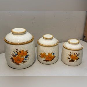 Vintage Set Of 3 Mikasa Garden Club Day Dreams Canisters Stoneware Jars Japan